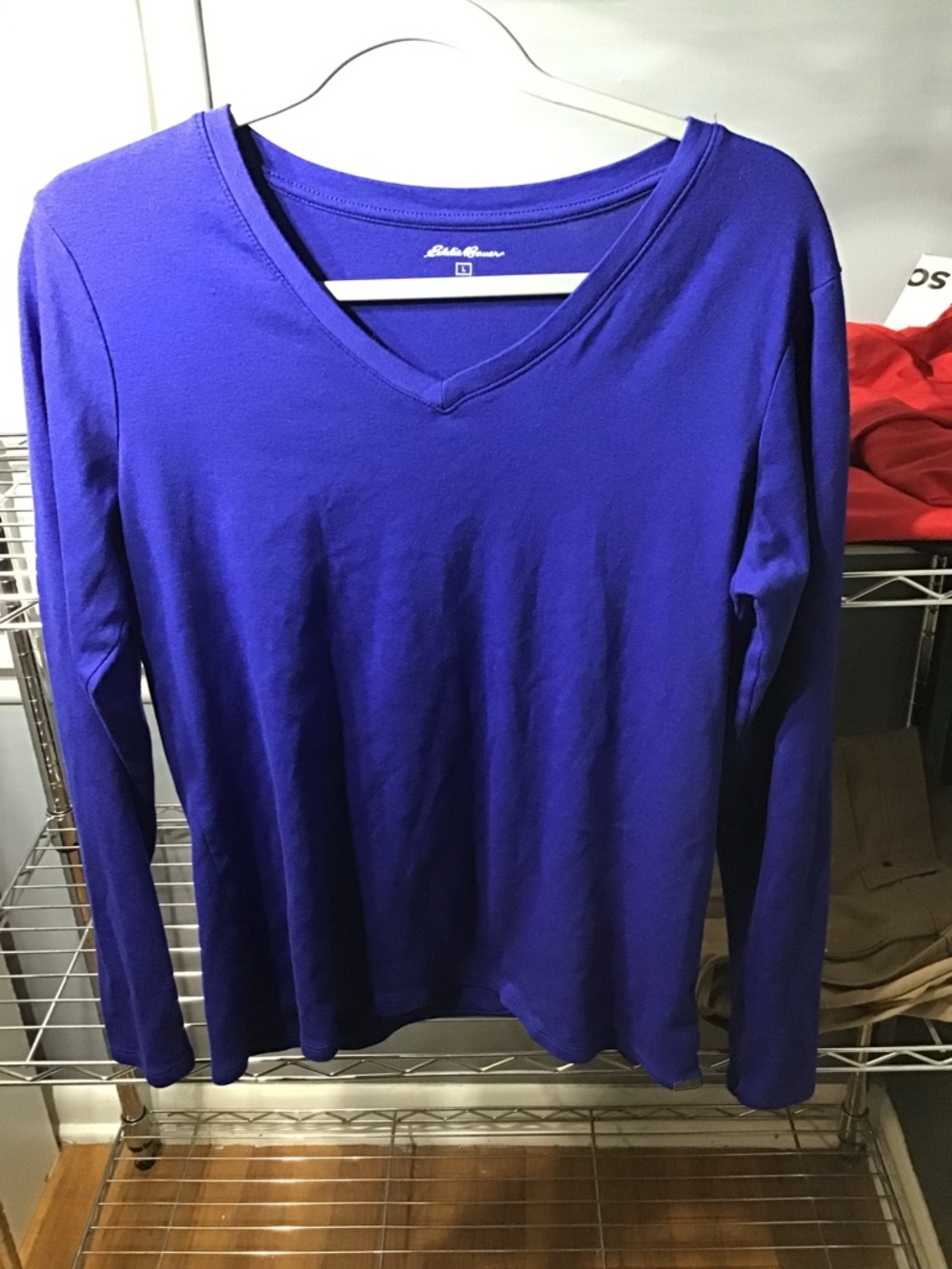 Eddie Bauer Long Sleeve V‑Neck Top - Royal Blue